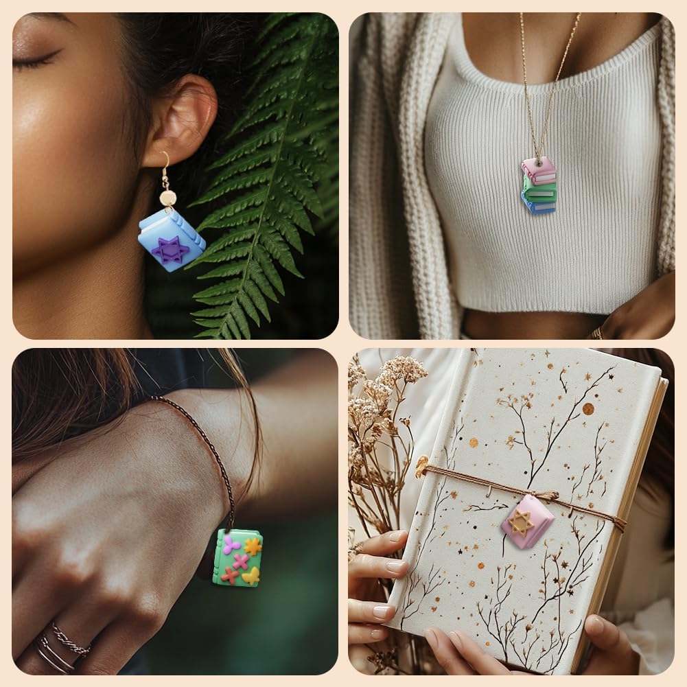 ORIGACH 16 Pcs Book Theme Polymer Clay Cutters Set Earring Clay Cutter DIY Craft Supplies for Earring and Jewelry Making