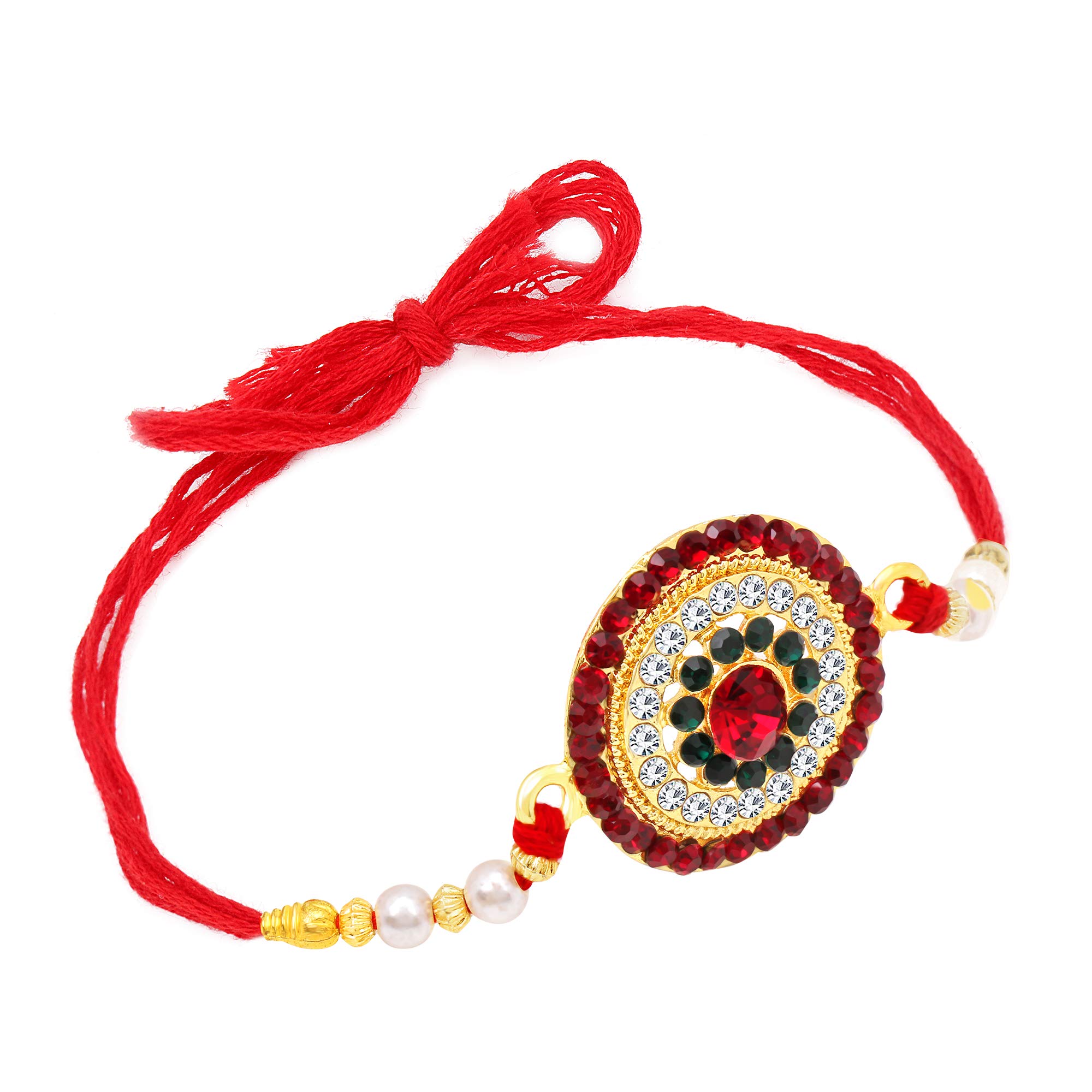 LIVE EVIL Mens Trendy Gold Plated Jaipuri Beads Work Rakhi For Brother Sister With Raksha Bandhan Greeting Card Having Traditional Ethnic Unique Design Specially Hand Made By Indian Craftsman 2