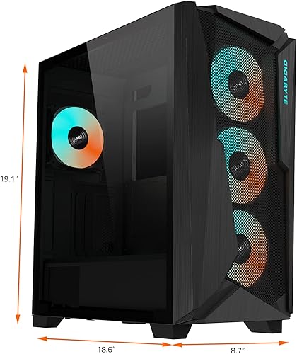 Miniatura 9 de GIGABYTE C301 Glass - Funda negra para juegos de PC de torre media, vidrio templado, USB tipo C, 4 ventiladores ARBG incluidos (GB-C301G)