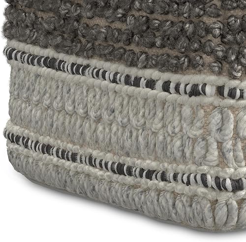 Miniatura 10 de SIMPLIHOME Grady Puf cuadrado contemporáneo en tono tierra marrón tejido a mano para la sala de estar, el dormitorio y la habitación de los niños