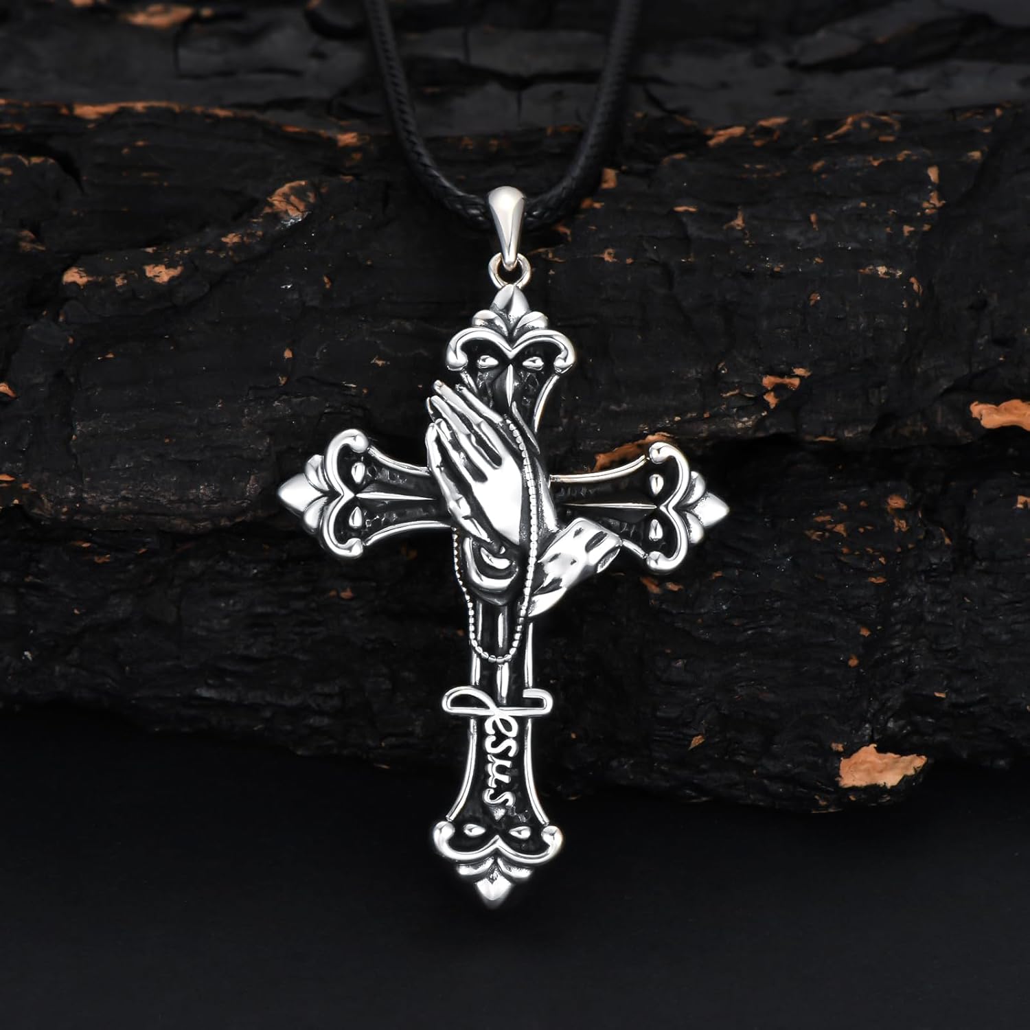 Crucifix Pendant Necklaces For Men Women Sterling Silver Cross Pendant With Stainless Steel Chain Religious Christian Jewelry Unisex Necklace For Father Christimas - Image 3