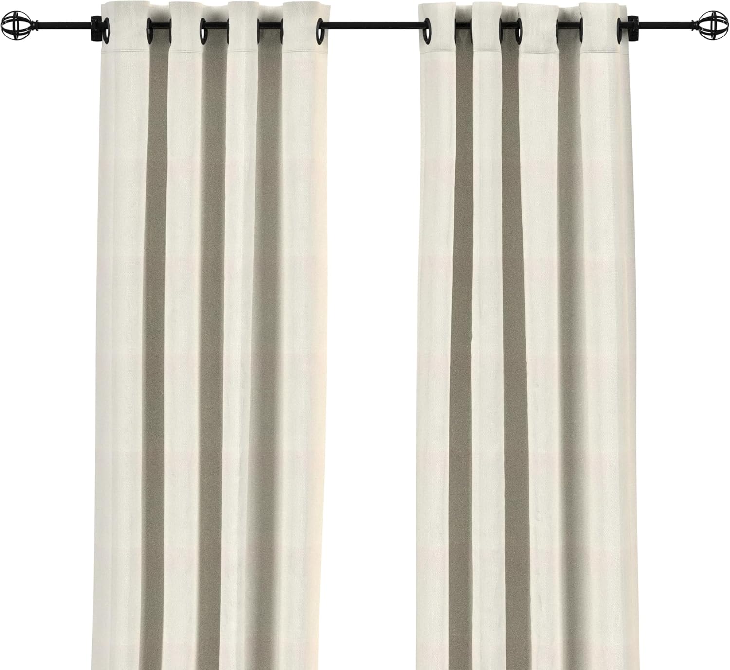 Sunbrella Canvas Natural Outdoor Curtain with Dark Gunmetal Grommets 50 in. x 108 in.