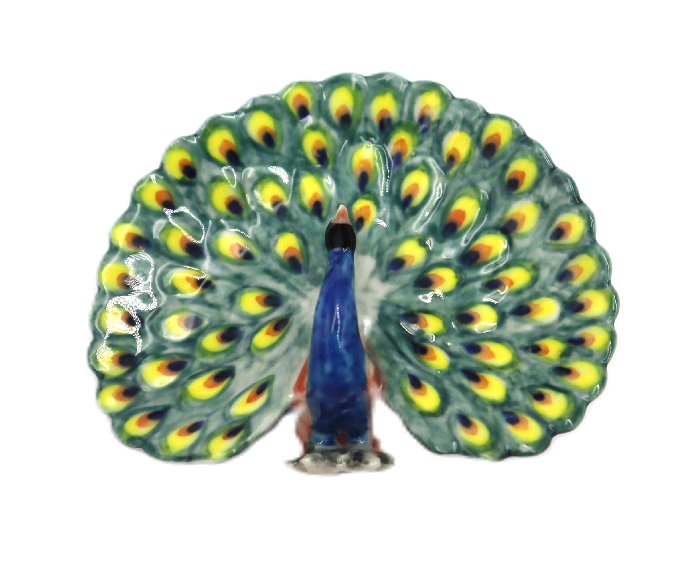 Amazon.co.jp: カラフルなミニチュアセラミック孔雀の置物 ホーム