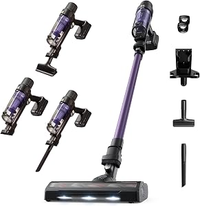 Rowenta X-Pert 7.60 Aspiradora sin cables, batería 45 min, motor 140W, filtro HEPA, diseño ergonómico, limpieza multisuperficie con accesorios y luz LED, color lila, RH6A31WO