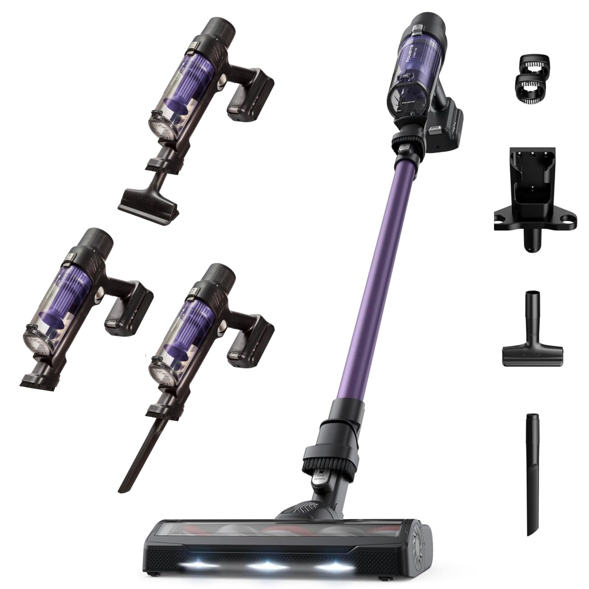 Rowenta X-Pert 7.60 Aspiradora sin cables, baterÃa 45 min, motor 140W, filtro HEPA, diseño ergonómico, limpieza multisuperficie con accesorios y luz LED, color lila, RH6A31WO