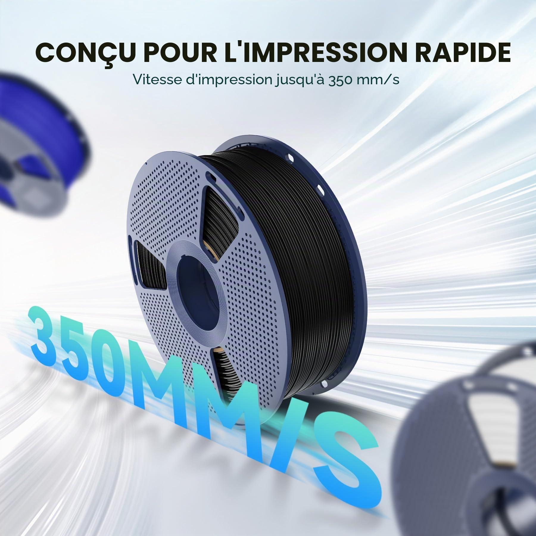 SUNLU 4KG Rapide Filament ABS Noir 1.75mm, ABS Filament Imprimante 3D