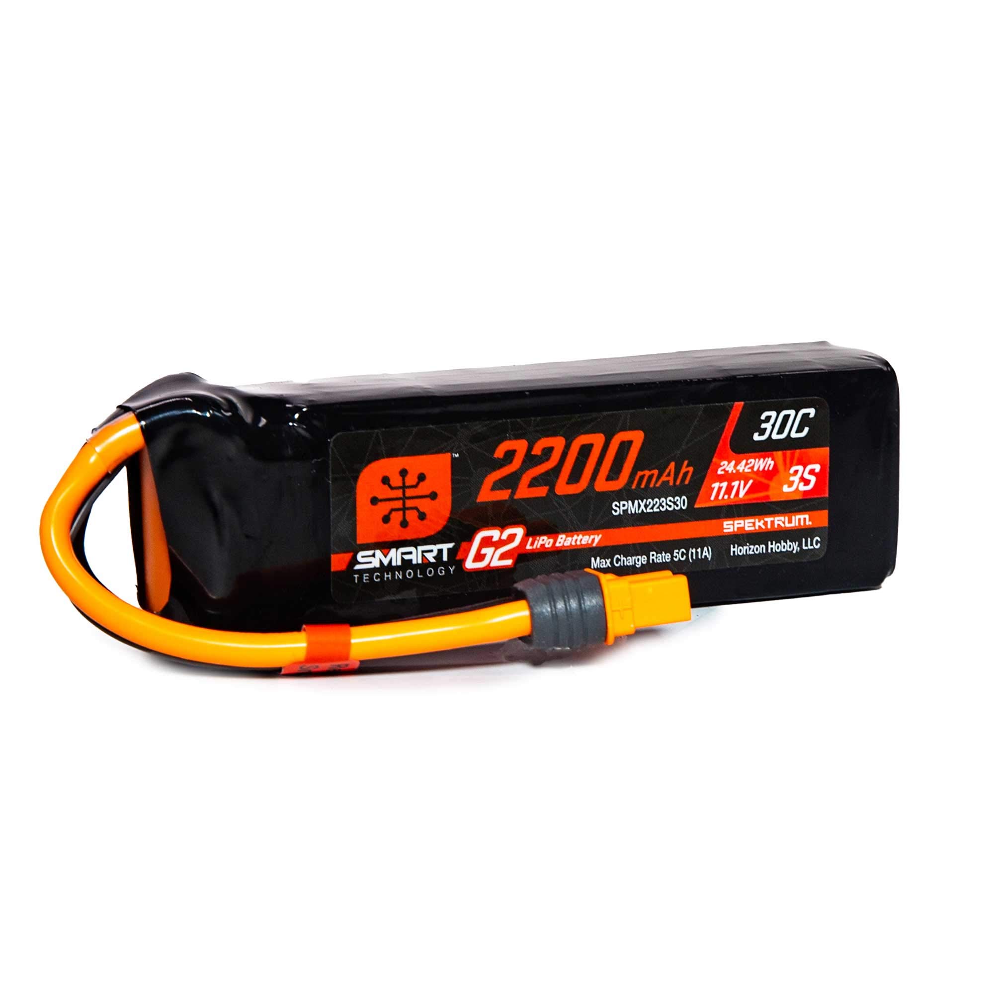 Spektrum 2200mAh 3S 11.1V Smart G2 LiPo 30C; IC3, Grey/Silver
