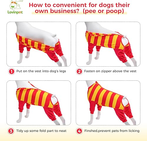 Miniatura 6 de LovinPet Enterizo de recuperación para perro después de la cirugía, traje profesional de recuperación para perros grandes, banda ancha, rojo,