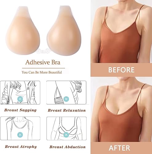 Miniatura 2 de Sujetador adhesivo de silicona, brasier adhesivo con clip frontal de reunión, sujetadores adhesivos reutilizables para mujer