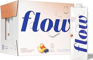 Flow Mineral Spring Water, Organic Peach + Blueberry, 12 Pack (33.8 Fl Oz) - Naturally Alkaline with Electrolytes and Zero Sugar