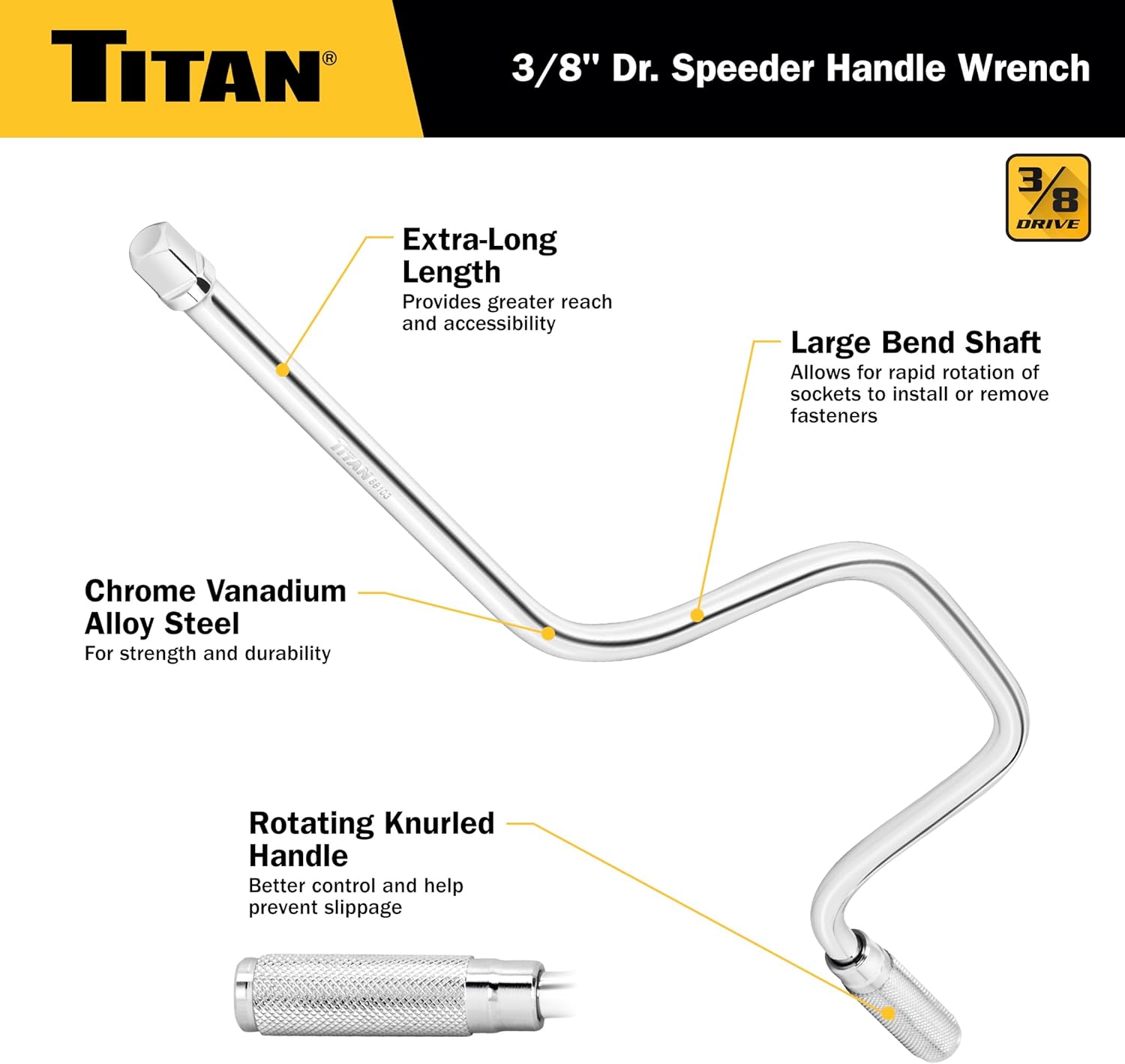 Titan 68103 3/8-Inch Drive Speeder Handle, Black