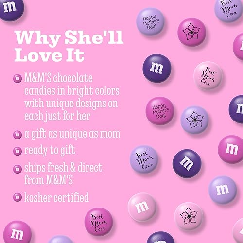 Miniatura 6 de M&M'S Caja de regalo para el Día de la Madre, 1 libra de caramelos de chocolate, estampado de M&M'S con iconos de Feliz Día de la Madre y la mejor