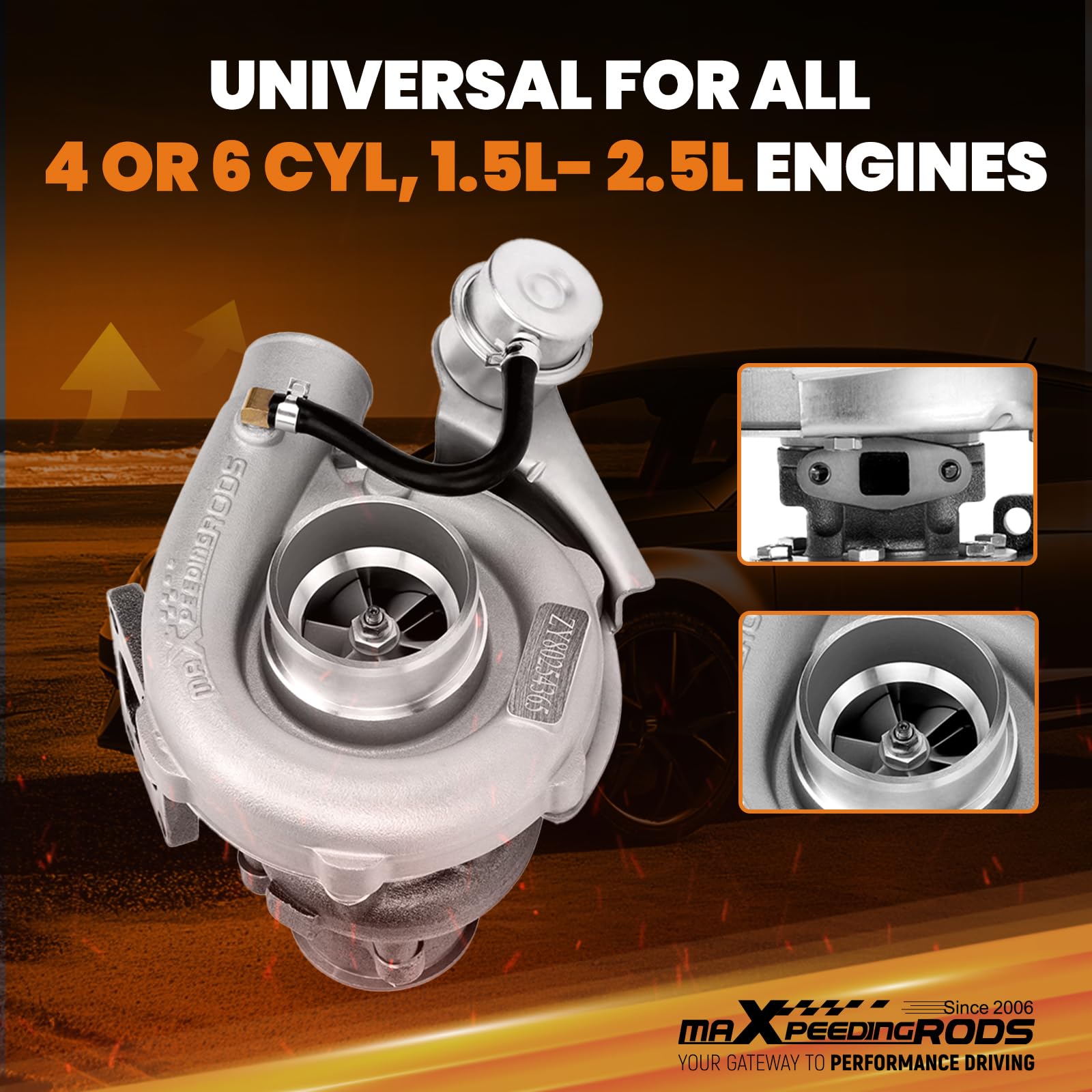 maXpeedingrods T3 Universale Turbo 0,63 A/R e Intercooler + Kit Tubo Intercooler da 2,5" 64mm