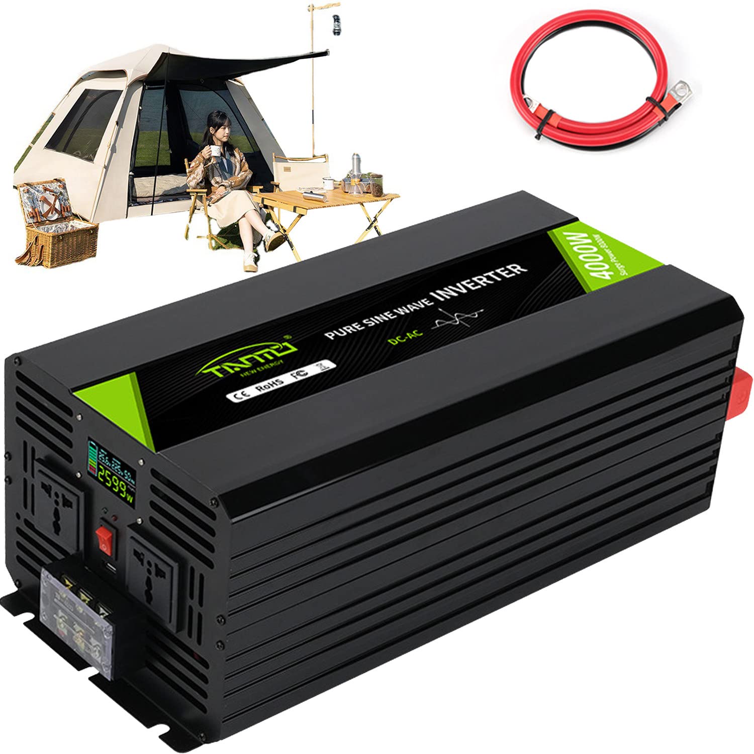 1000W 2000W 3000W 4000W 5000W 6000W czysta fala sinusoidalna przetwornica napięcia DC 12V 24V 48V do AC 230V czysta fala sinusoidalna przetwornica napięcia samochodowego,4000W-12V