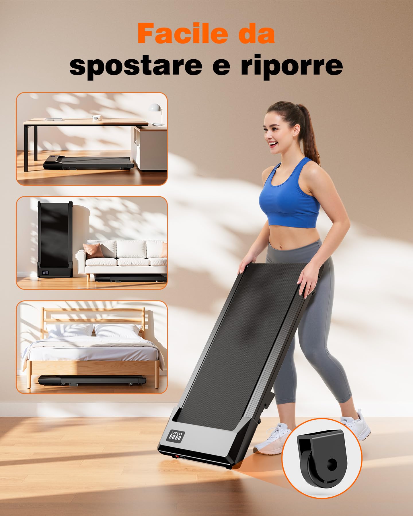 Superun Raceable Walking Pad Suitable for High-Tech Machines, 136 kg Capacity Desk Treadmill, Treadmill with App Control with Training Courses and Multi-Runner Racing