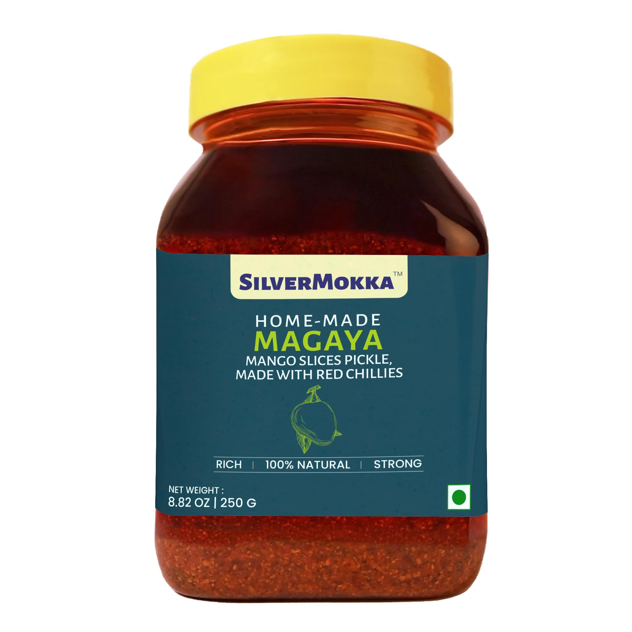 SilverMokka Traditional Andhra Mango Pickle - Magaya 400g [MEDIUM Size] | Home-made, Farm Grown Natural Raw Mango Slices + Red Chillies + Cold Pressed Gingelly Oil | No Garlic | PET Bottle |-picture-26