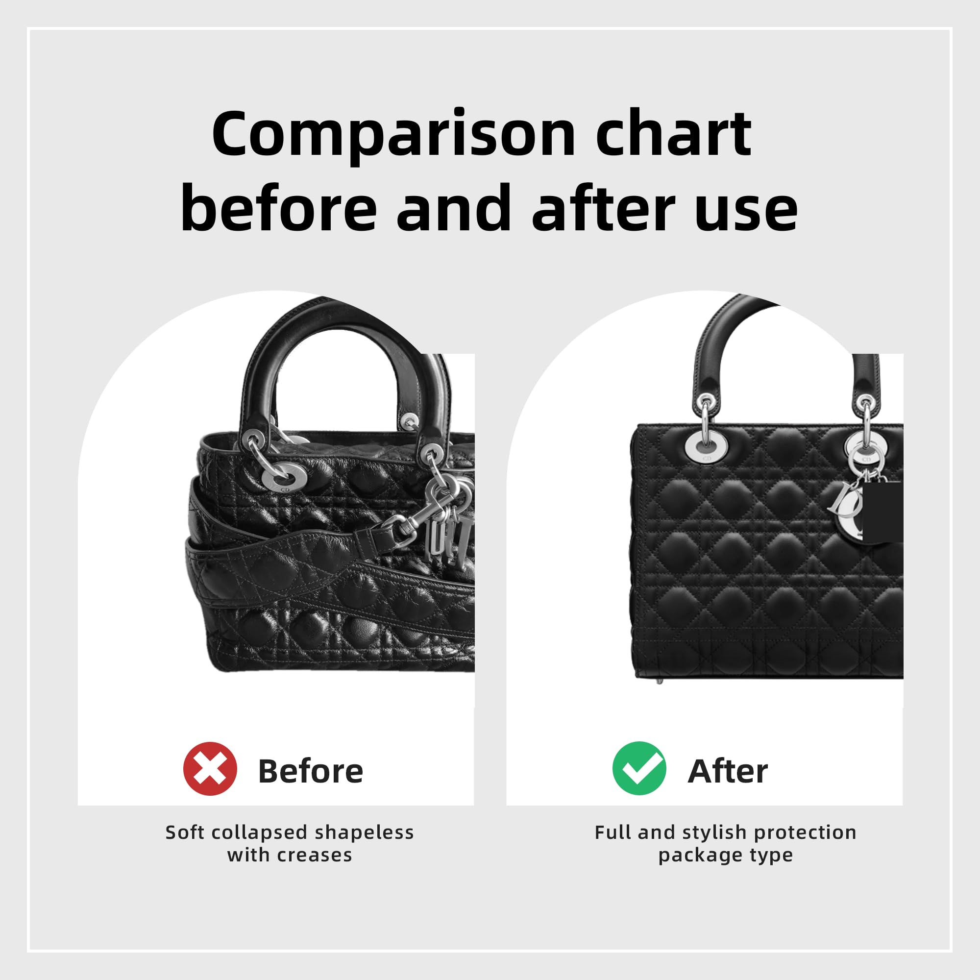 DGAZ Inserto organizer in seta per borse Lady-Dior Micro/Mini/S/M/L, liscio come la seta, borsa di lusso e modellante (rosa, S)