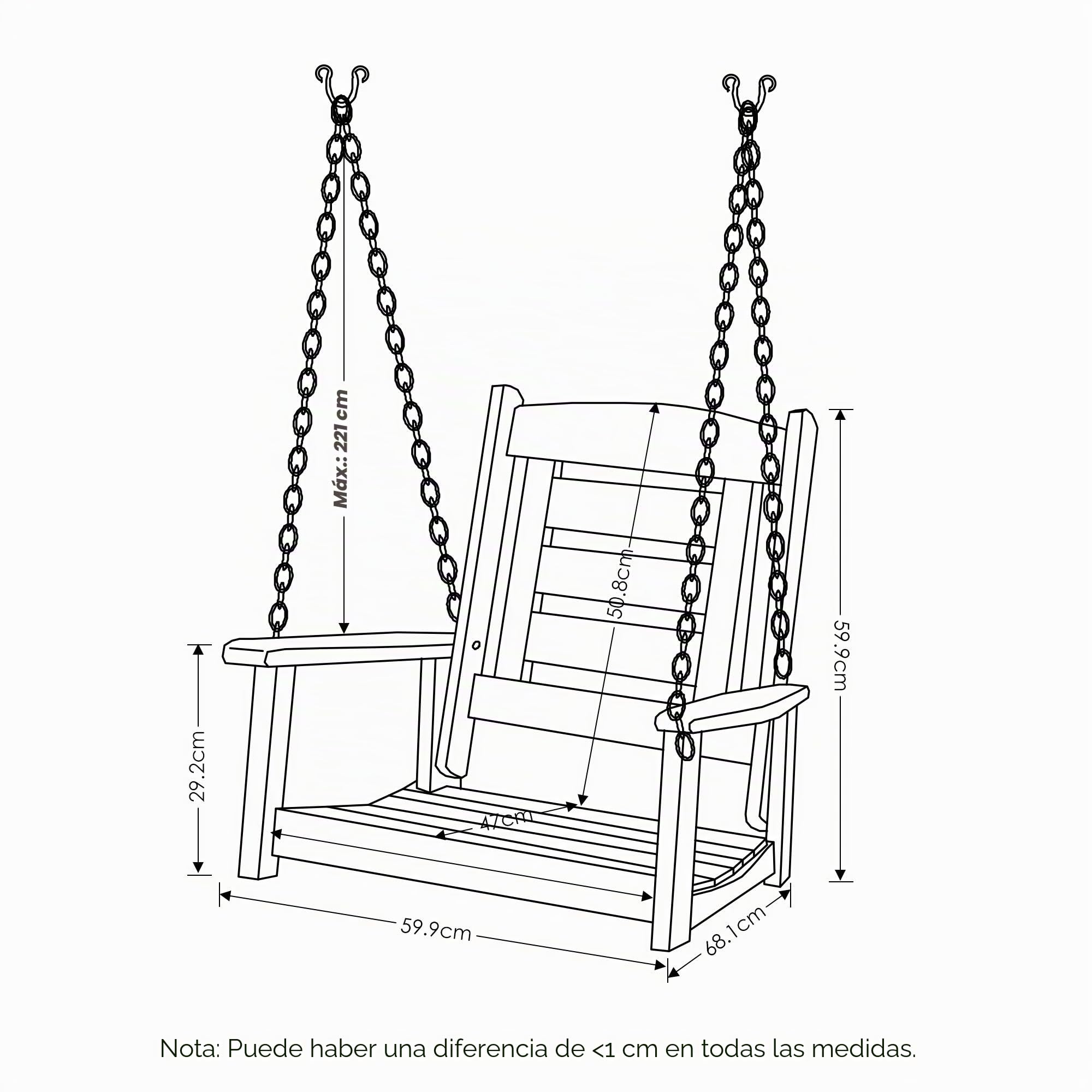 Furinno Tioman Columpio de Madera para Porche duro con Soporte de Aceite de Teca, Naturales