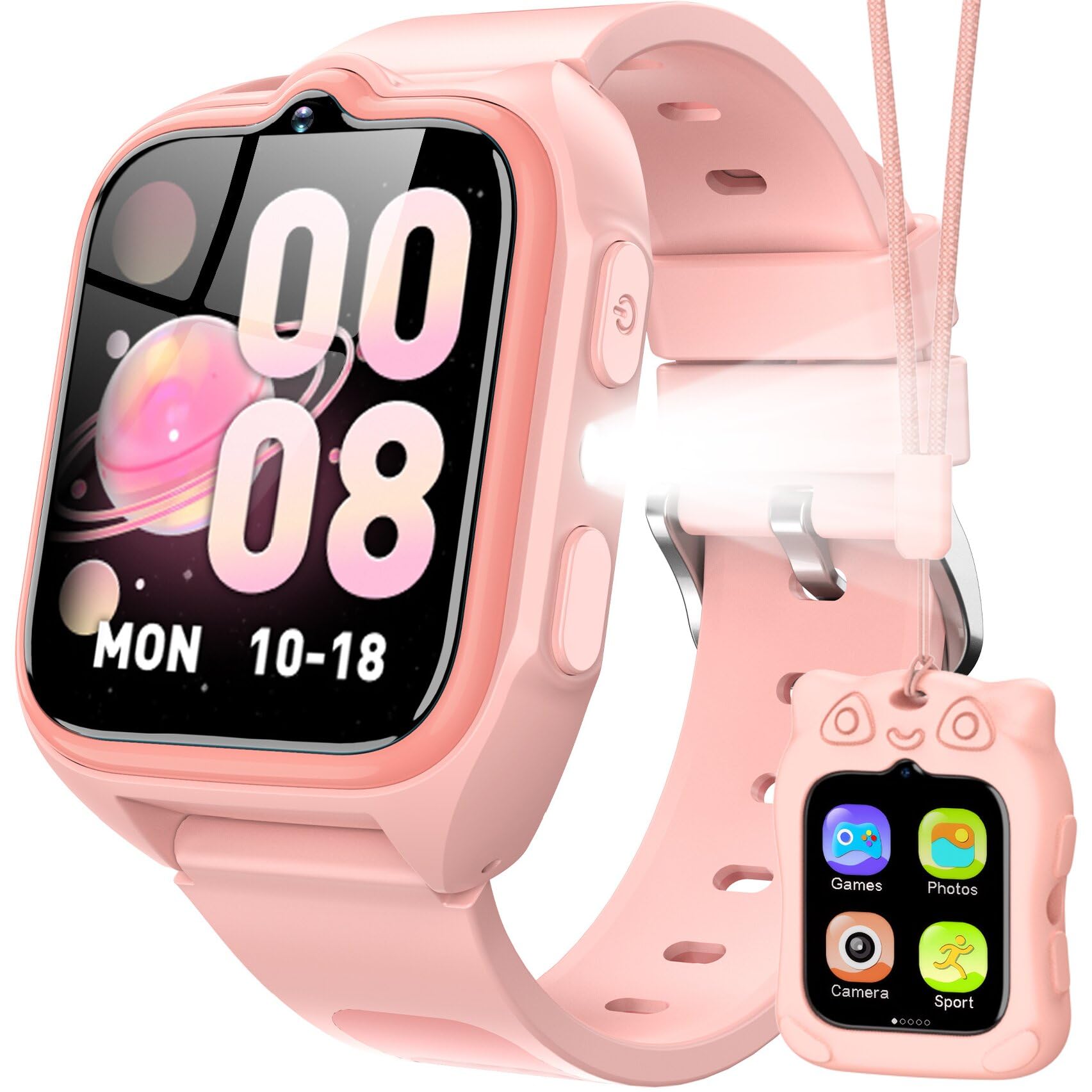 Blackview Reloj Inteligente Niño con Modo Deportivo, Linterna, Modo Aprendizaje, Audiolibros, 1.75”Smartwatch Niños, 20 Esferas, 30 Juegos, Cámara, Calculadora, Despertador, Regalo Niñas/Niños, Rosa