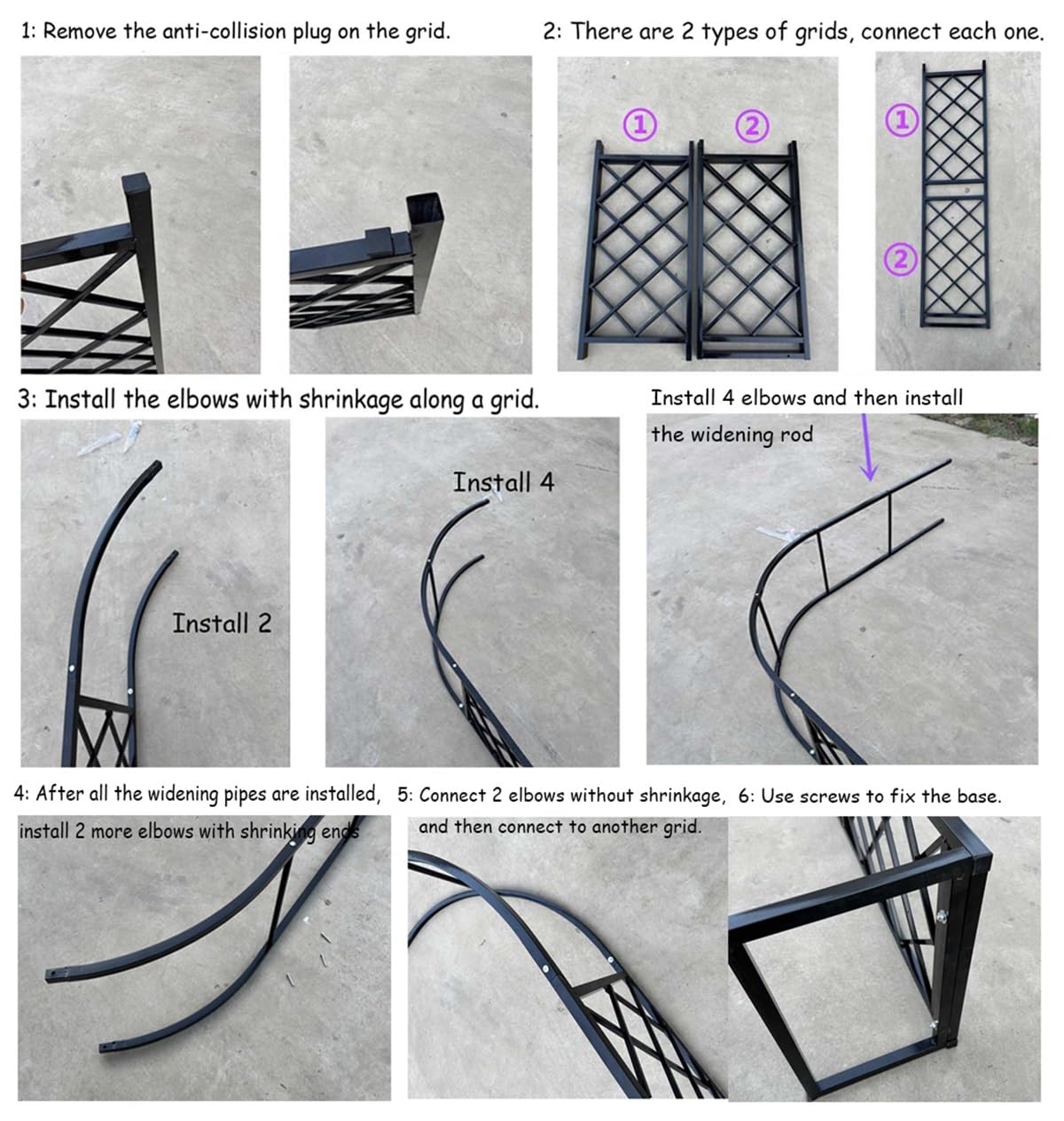 Arco da giardino in metallo alto 250 cm, graticcio autoportante per piante per rose verde, 220 x 250 cm, perfetto per decorazioni da giardino ed eventi all'aperto