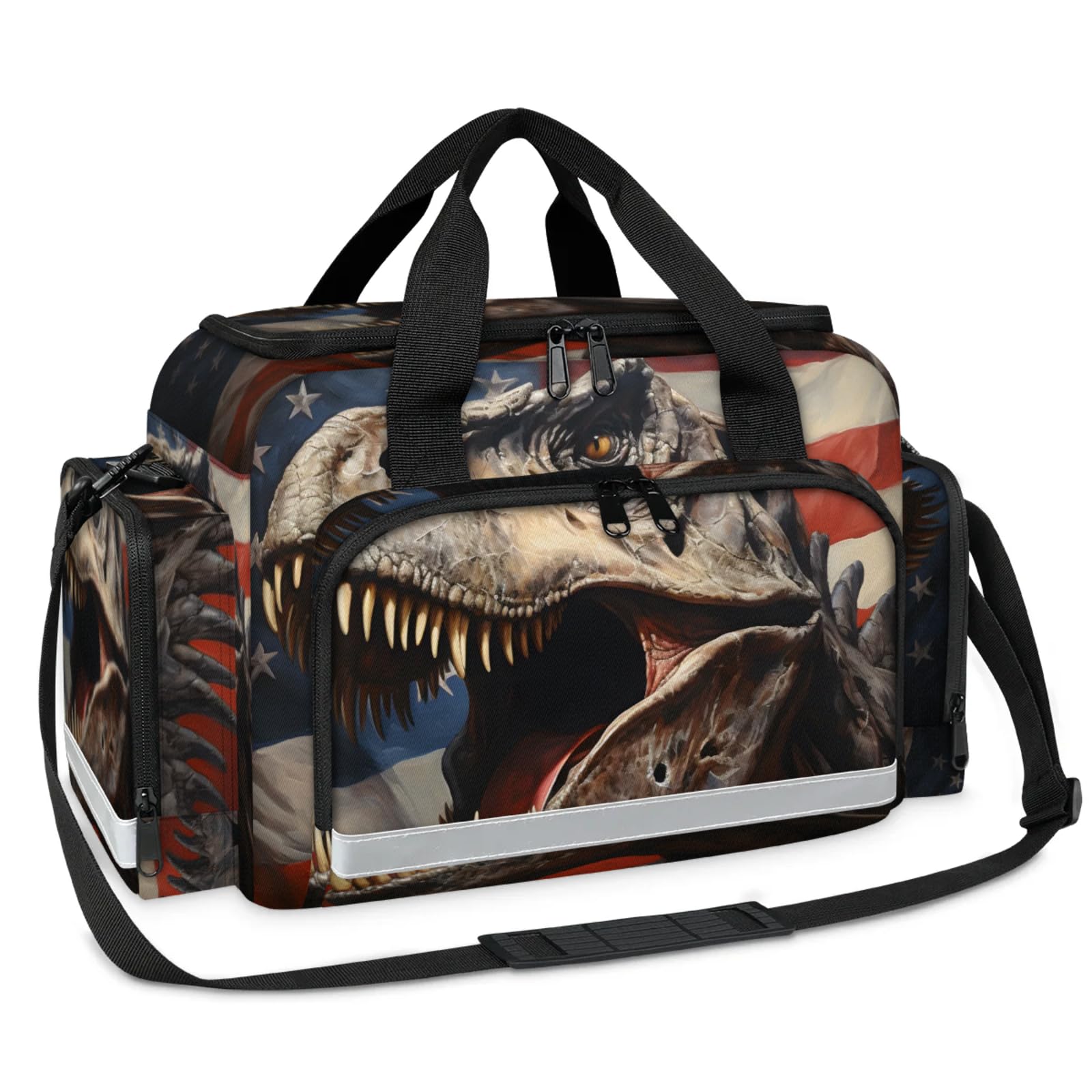 GzLeyigou First Aid Bags Empty, Armored Dinosaurs Flag Emergency Bag First Aid Kit Multiple Compartment Kit Carrier On Call Trauma Bag For Paramedics Emergency Medical Supplies Kit