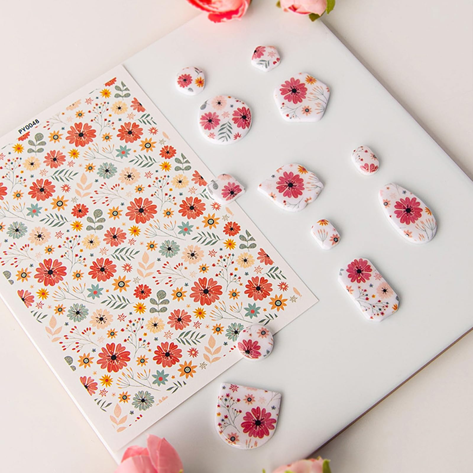 Papier Transfert Céramique Motifs Fleurs - Autocollants Solubles Pour Bijoux Et Poterie