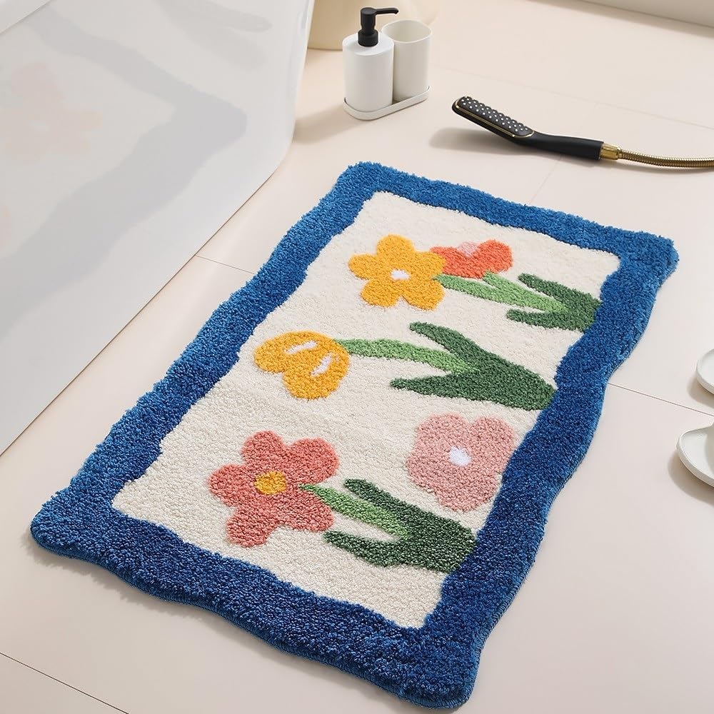 50 * 80cm Tulip Bedroom Rug Bath Rug Soft Fluffy Bedside Carpet Floor Pad Mat Doormat Home Room Decor