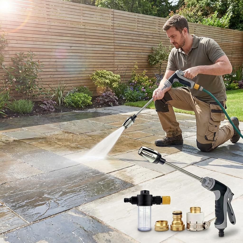 Aquoxis Pressure Washer, Handheld Power Washer with 360° Rotating Nozzle, 3 Spray Modes, Stainless Steel Universal Hose Fit, Tool-Free Installation (1 Set) (Black) — view 4