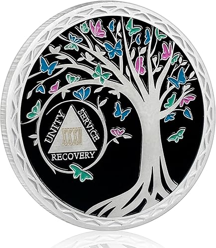 Miniatura 8 de CHURYUML Moneda de sobriedad de 5 años, árbol de la vida, chips de sobriedad AA y medallones, regalos de sobriedad para mujeres y hombres,