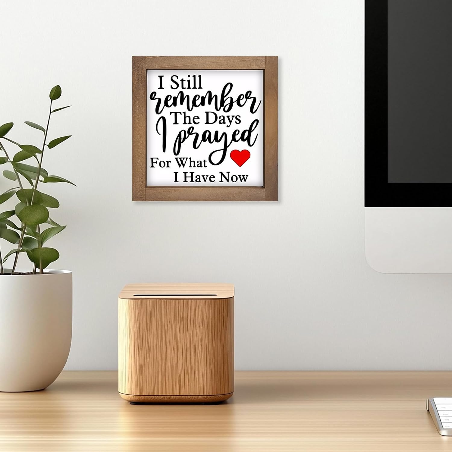 I Still Remember The Days I Prayed Sign, 6 Inch Wooden Christian Home Decor, Rustic Bible Verse Wall Art for Table Shelf Desk Office Kitchen Bathroom Farmhouse Decorations - Image 4