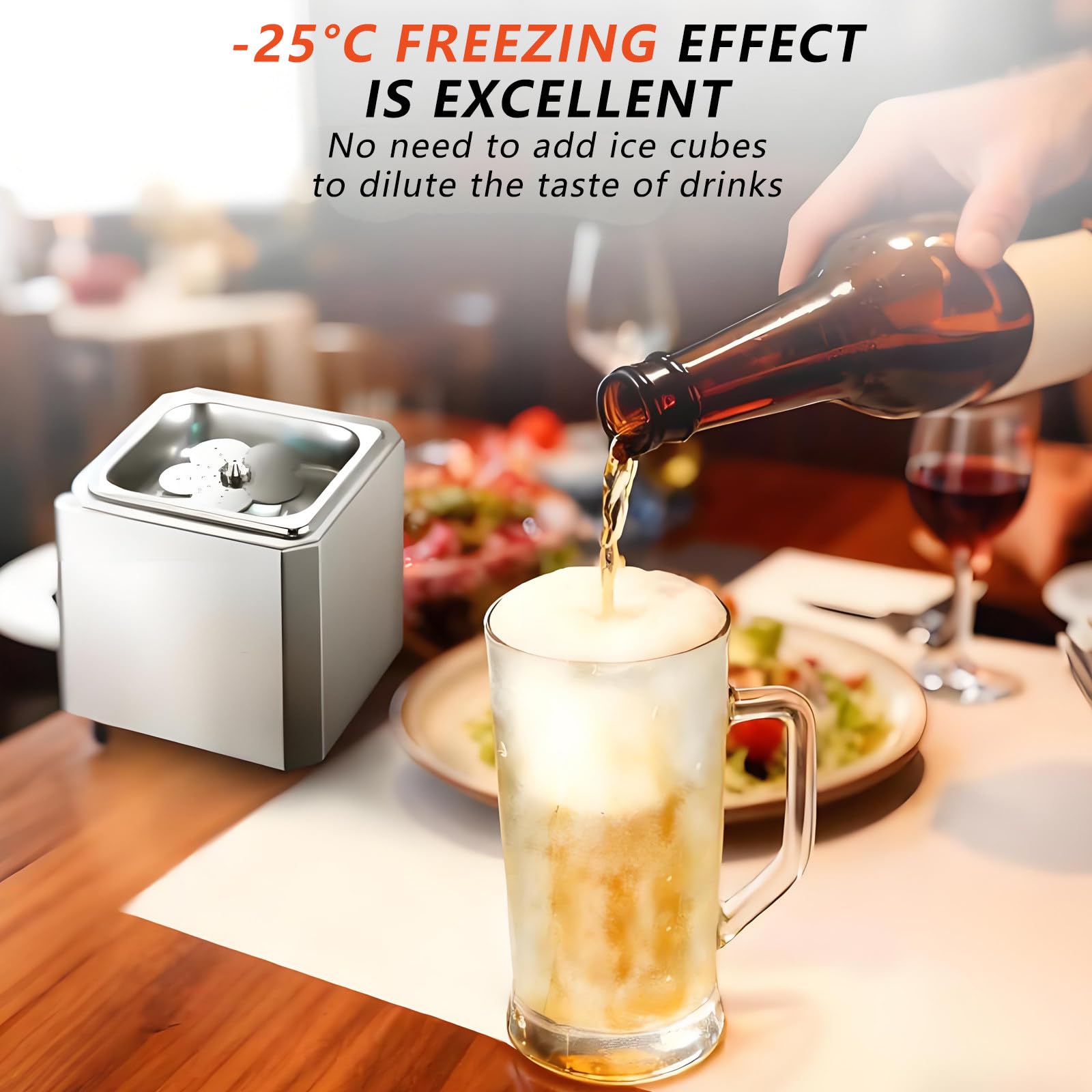 Refrigeratore per Bicchieri Compatto, Raffreddamento Rapido A -25 °C in 6 Secondi, Macchina per Il Raffreddamento Istantaneo di Bicchieri A Co2, per Cocktail, Birra, Cocktail