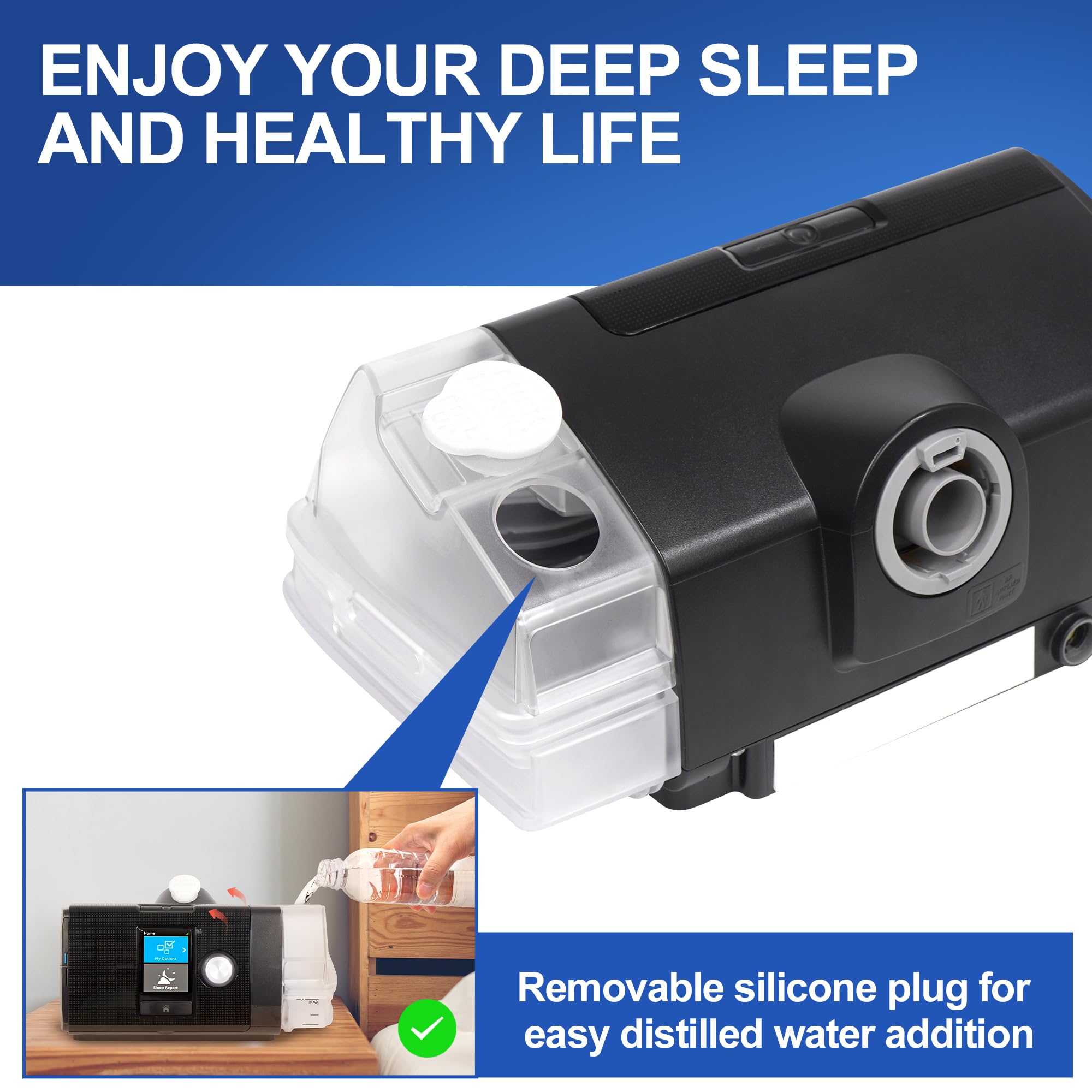 Chambre à eau de rechange pour AirSense 10, Réservoir d'eau pour aircurve 10 avec orifices de remplissage, Accessoires CPAP de haute qualité de BlessEase