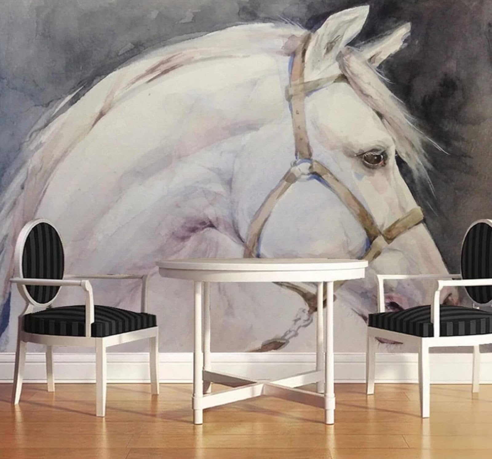 XLMING Abstract Hand Drawn White Horse Art Individuality 3D Wallpaper Luxury Home Dining Decor Paste Sofa Living Room The Wall for Bedroom Mural-350cm×256cm
