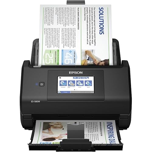 Epson Workforce ES-580W Wireless Color Duplex Desktop Document Scanner for PC and Mac with 100-sheet Auto Document Feeder (ADF) and Intuitive 4.3" Touchscreen