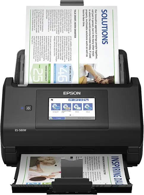 Epson Workforce ES-580W Wireless Color Duplex Desktop Document Scanner for PC and Mac with 100-sheet Auto Document Feeder (ADF) and Intuitive 4.3" Touchscreen ENERGY STAR