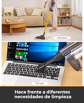 VACTechPro 32KPa/680W/6M Aspiradora, Aspiradora con Cable con 800ML Cubo de Basura, Aspirador con Diseño de Doble Asa, Aspirador con Cable para Suelos Duros, Aspirador Vertical Oro4
