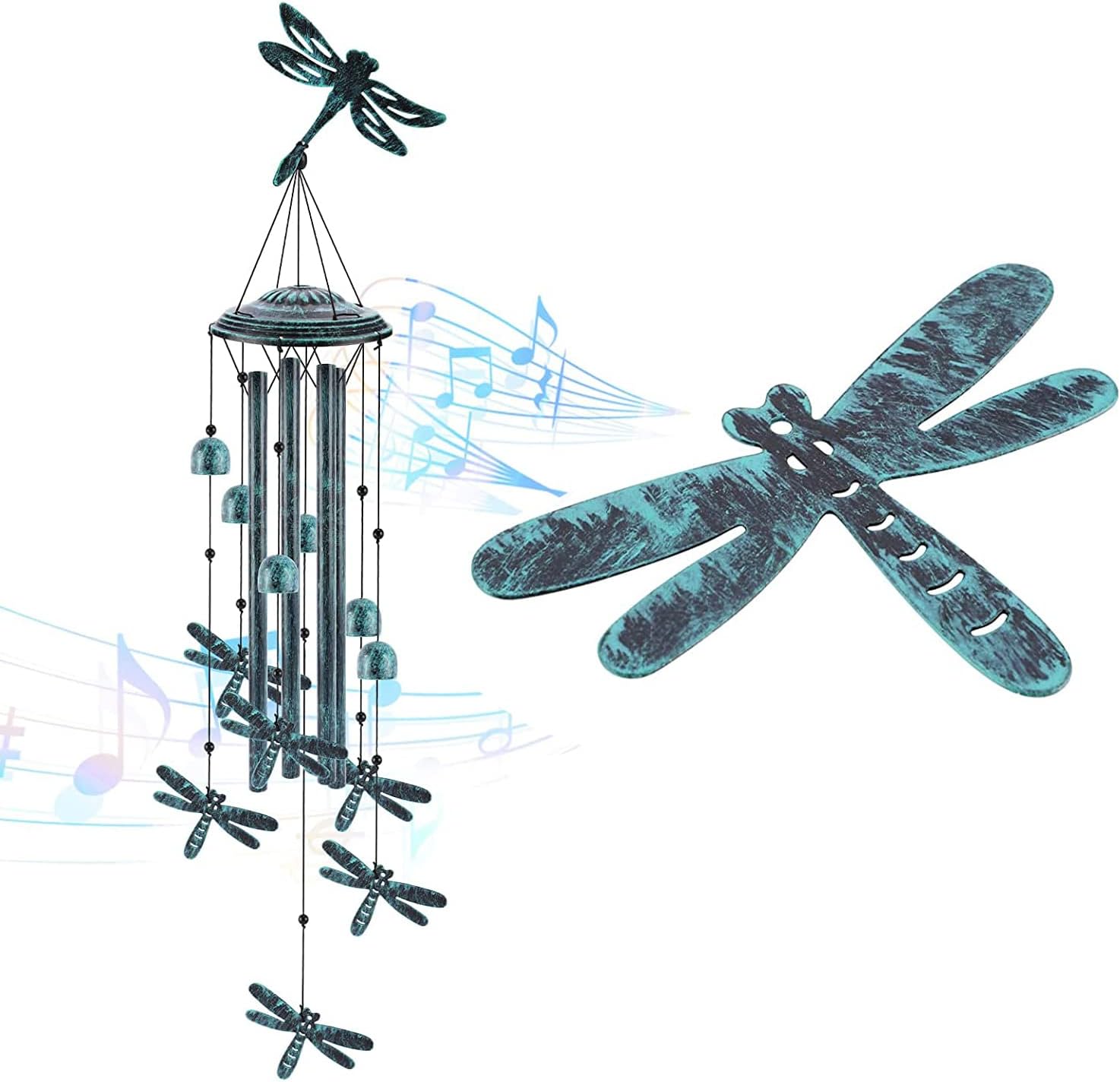 BestFire Dragonfly Wind Chimes Outdoor Decor, Waterproof Hanging Retro