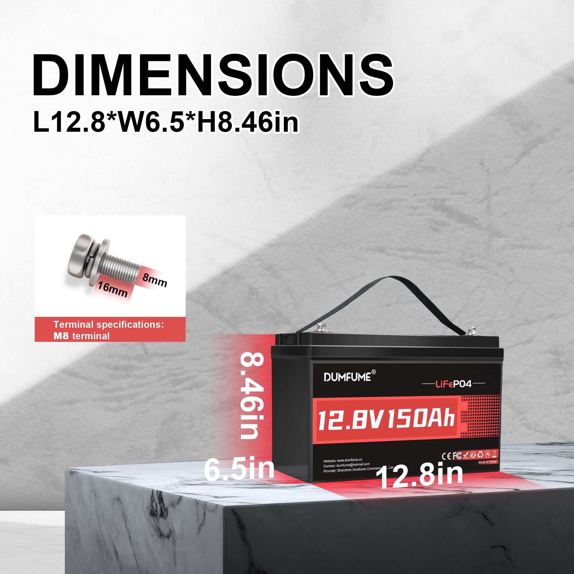 2 confezioni da 12 V 150 Ah LiFePO4 batteria al litio con 100 A BMS fino a 8000+ cicli batteria al litio da 12 V, ideale per sistemi solari, alimentazione di backup, camper, campeggio, off-grid