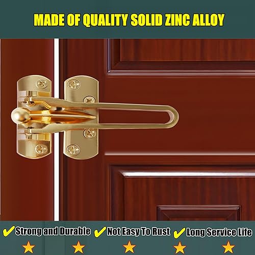 Miniatura 2 de Alise Protector de puerta de barra oscilante, cerradura de pestillo para puertas delanteras e interiores, cierre de puerta de bisagra antirrobo,