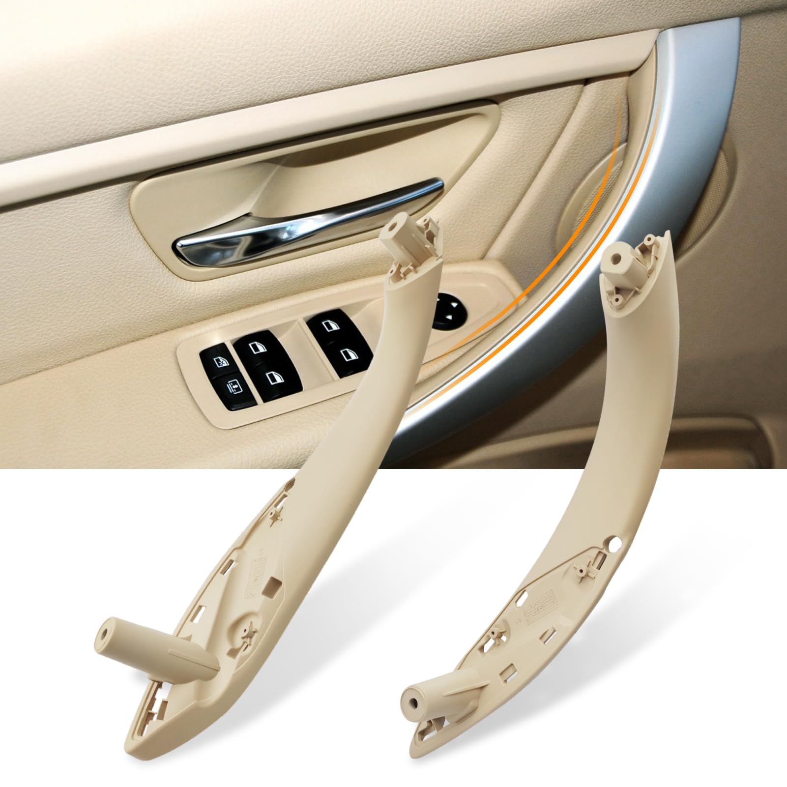 TTCR-II 2PCS Compatible avec Poignée de Porte BMW Série 3 F30 F31 F34 F80 320i,328i,330i,335i Poignées Porte Intérieur Série 4 F32 F33 F36 F83 428i,435i,M4 Avant Poignee Interieur Gauche+Droit-Beige