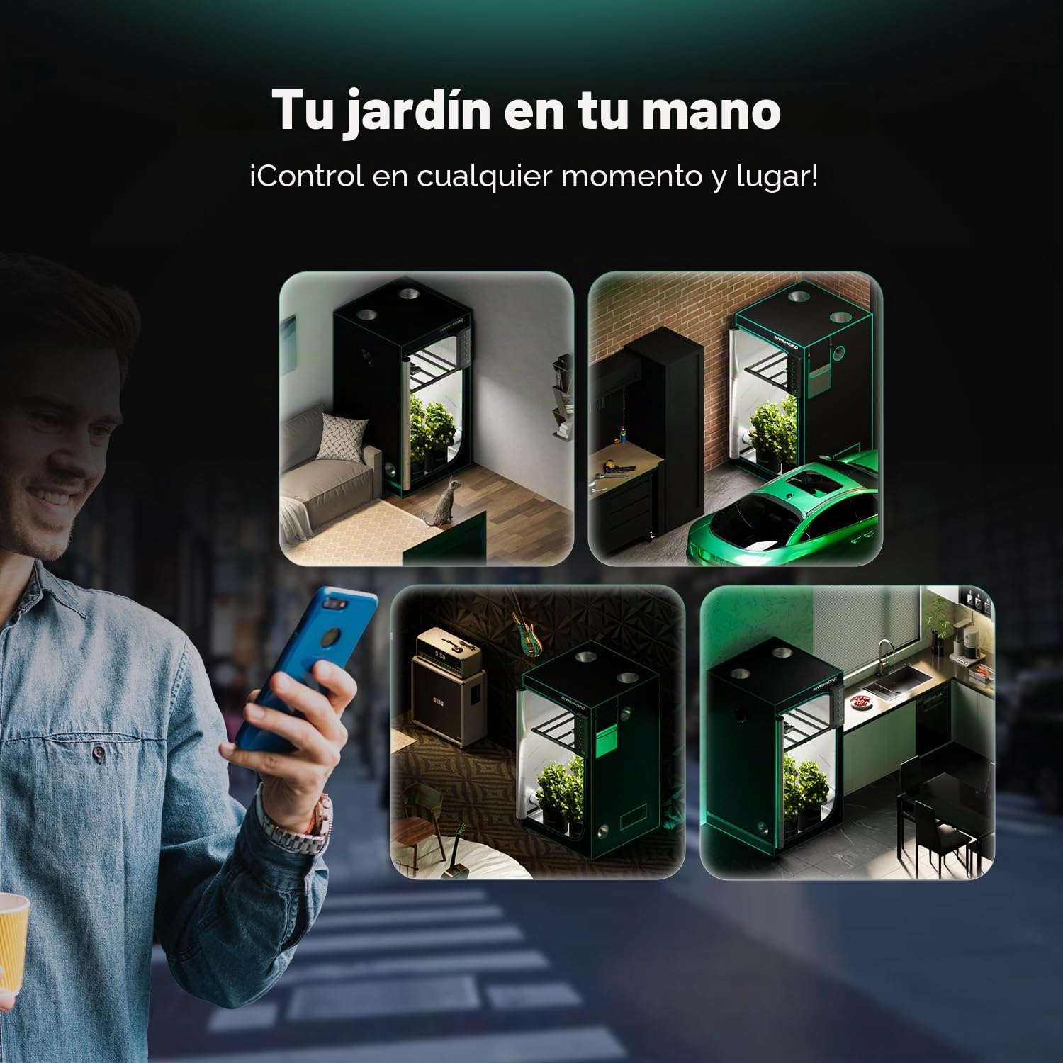 Mars Hydro iHub-Pro 10AC Power Strip Kit, 10 x All-in-One Growroom, control climático WiFi para luz, temperatura, humedad y VPD