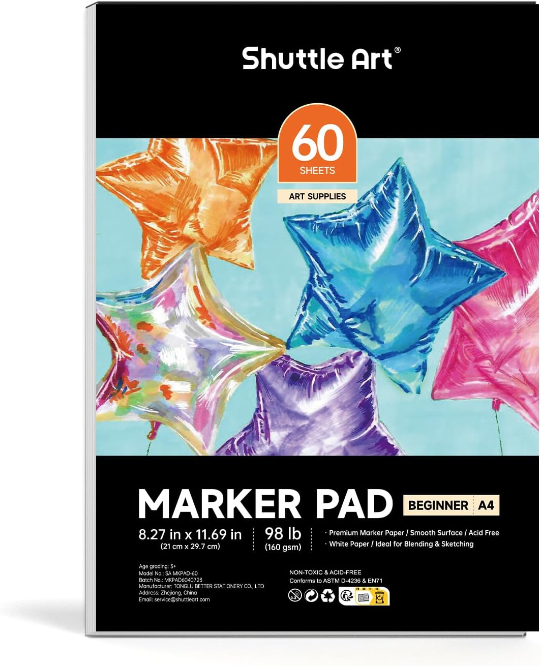 Shuttle Art Marker Pad,11.69”x8.27” Portable A4 Sketchbook