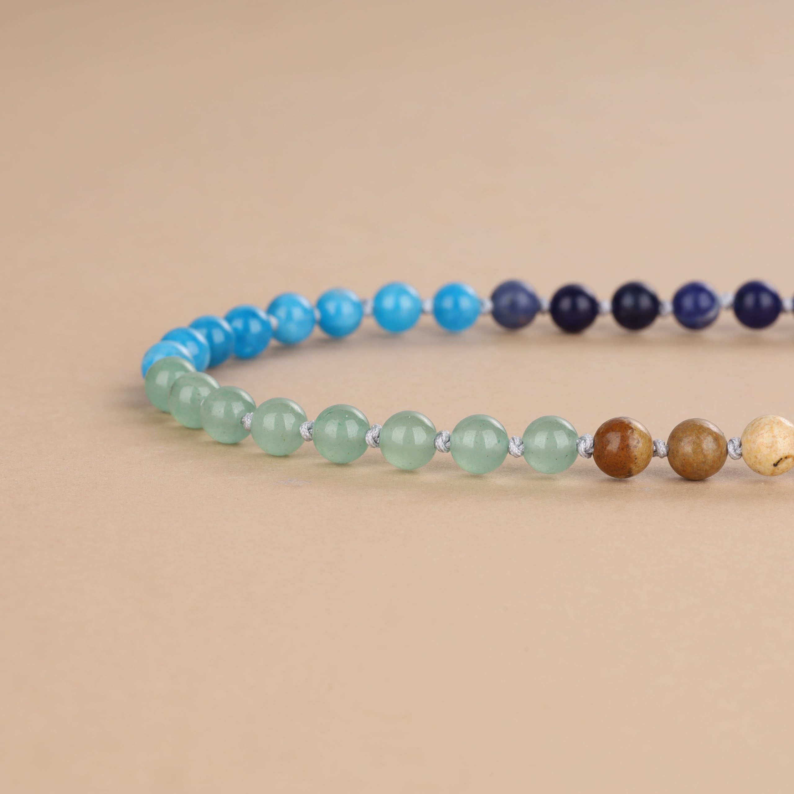 COAI Handgeknüpft 108 Mala Yoga Kette aus 7 Chakra mit Sodalith Herzanhänger für Damen