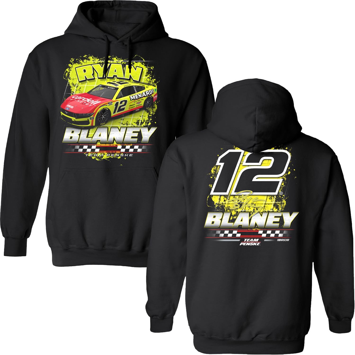 Checkered Flag Sports Ryan Blaney Menards 2-Spot Hoodie Outerwear Sweatshirt Black