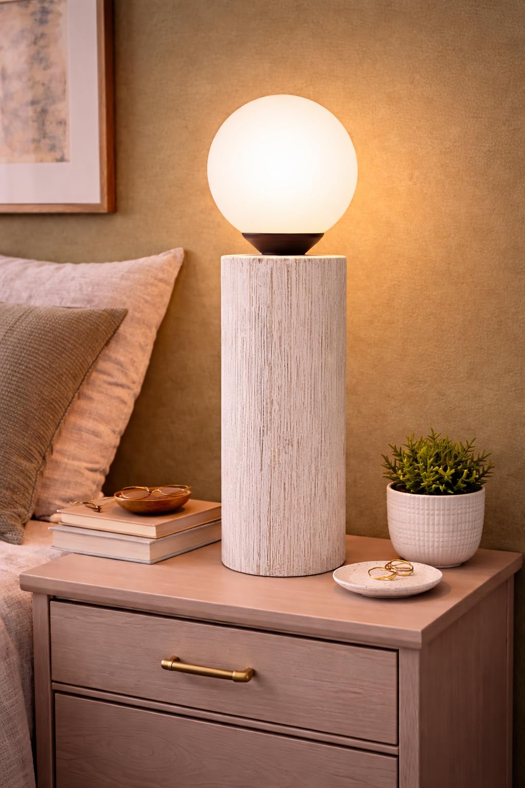 tu casa Wooden Table Lamps with Glass Shade for Home Décor, Bedrooms, Living Room, Gifting, Diwali Decoration, Dining Space, Study Room, Restaurants (Height: - 16") - Bulb not Included-image-16