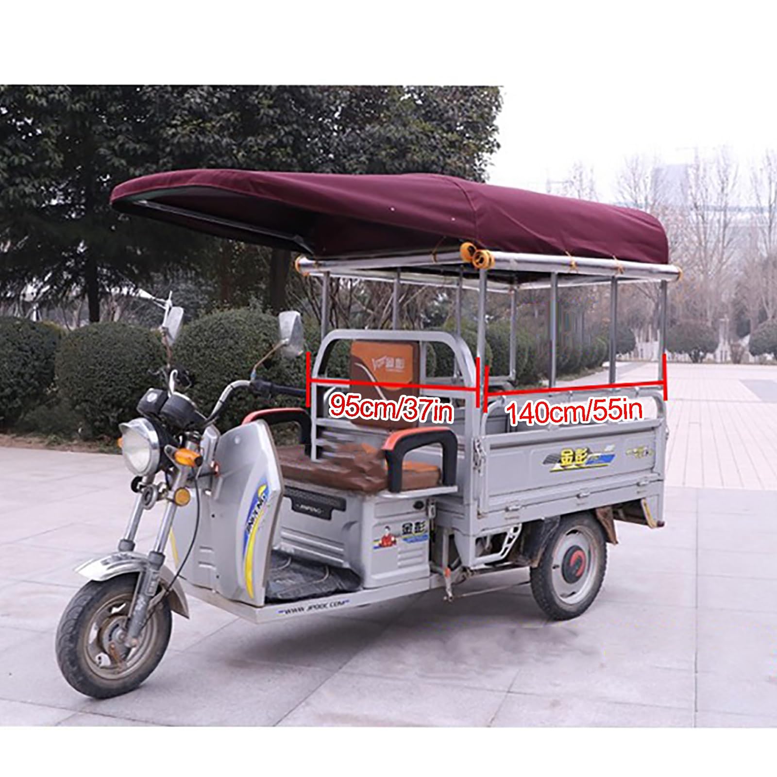 Generico Telo Copri-Triciclo Elettrico, telone Impermeabile per Bici da carico a 3 Ruote, tendalino Antipioggia e Parabrezza, Protezione per Triciclo per Adulti (Dimensioni: L: 140 cm/55 Pollici L: 9