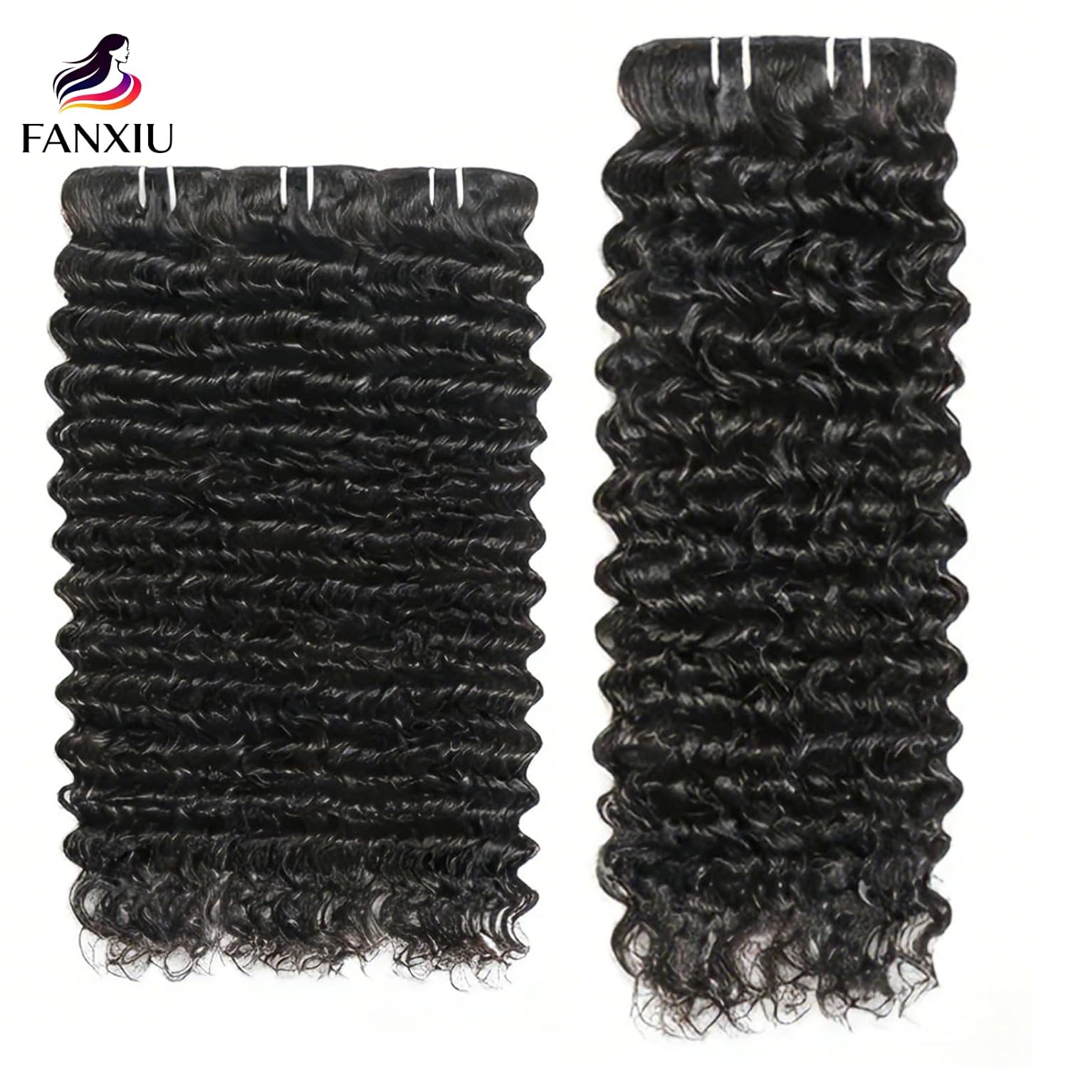 Deep Wave Bundles Human Hair 14 14 14 16 16Inch Human Hair Bundle 100% Unprocessed Brazilian Virgin Hair 5 Bundles Human Hair Extensions for Black Women Natural Color
