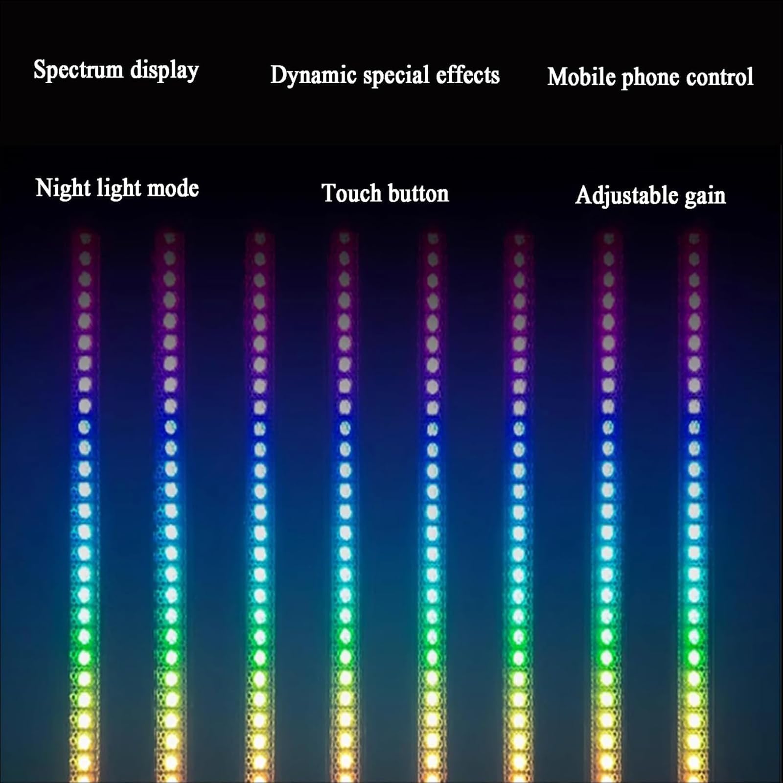 Światło do rozpoznawania rytmu muzyki z 8 lampami Nixie, 200 pełnokolorowych diod LED, 3 tryby dynamiczne, regulacja jasności, zasilanie USB, do dekoracji domu lub pokoju gier