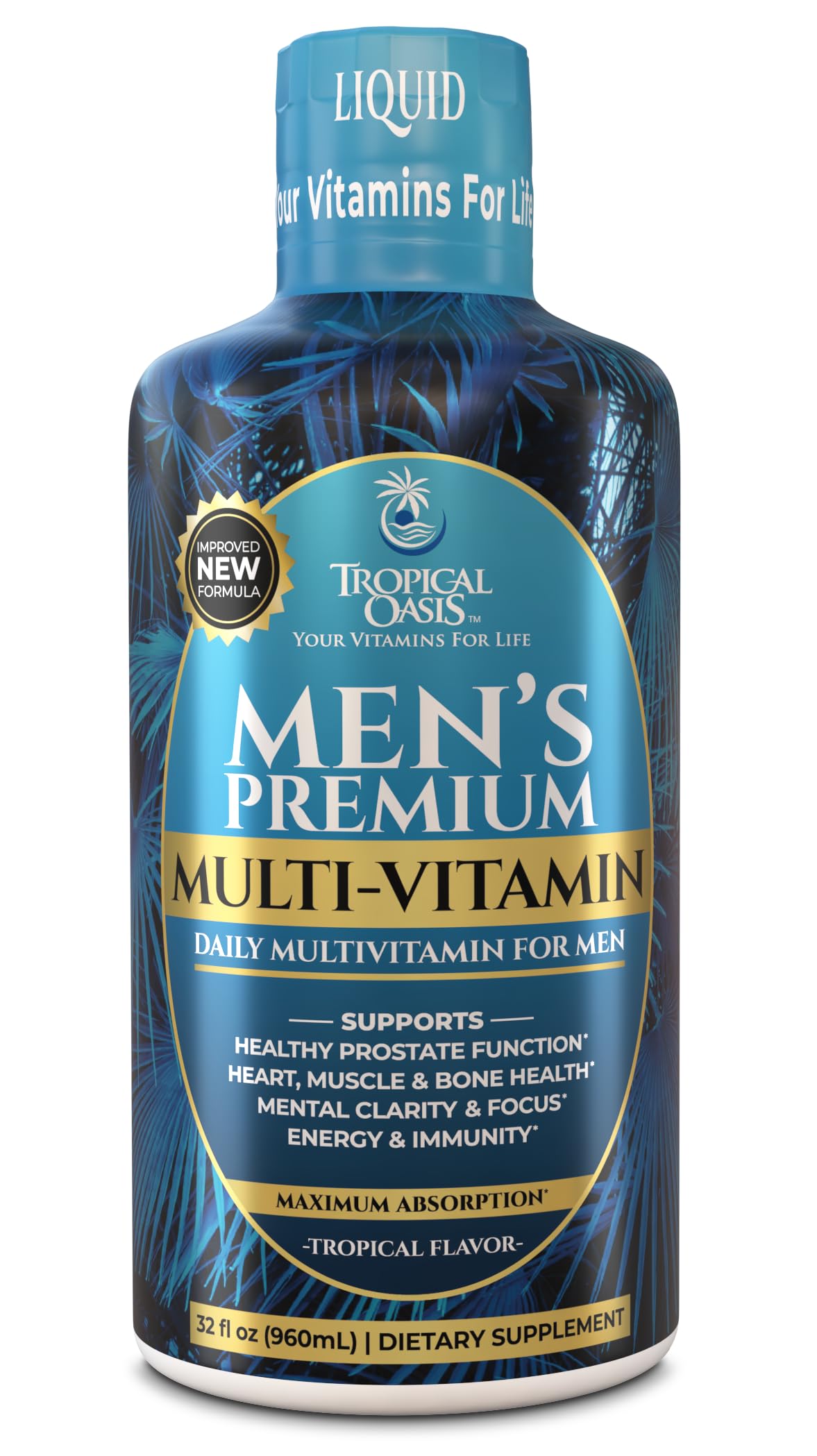 Premium Liquid Multivitamin for Men | Sugar Free Men’s Multi-Vitamin | 100+ Vitamins, Minerals & Amino Acids to Support Muscle, Heart, Brain Health & Energy | 98% Absorption Rate | Non-GMO | 32 Serv