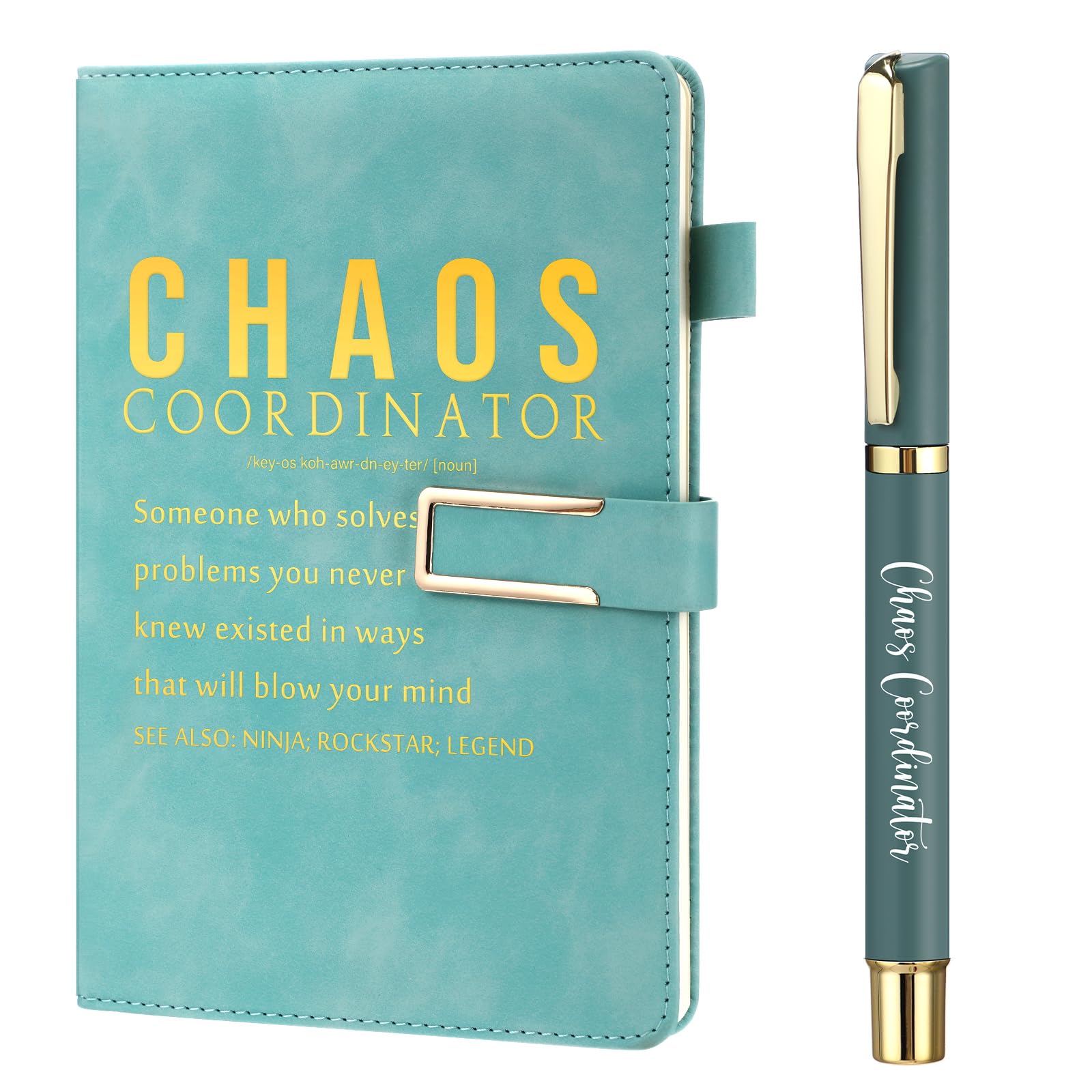 Carnet de notes A5 Jetec en cuir vert clair pour manager et enseignant organisé